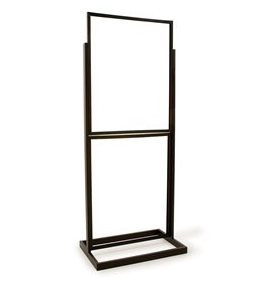 Floor Stand Stanchion Sign Holder-Double Tier-Black