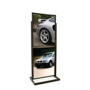 Floor Stand Stanchion Sign Holder-Double Tier-Black
