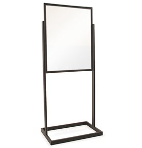 Floor Stand Stanchion Stand Sign Holder- Rectangular Tubing Base-Black 56" Tall