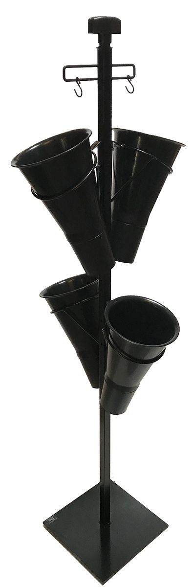 Floral Stand for Four Bucket Vases, Sign & Bag Holders Display Fixture