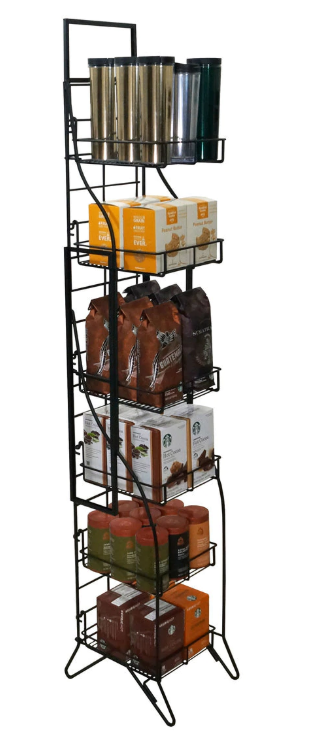 Foldable Metal Floor Rack Fixture With 6 Shelves