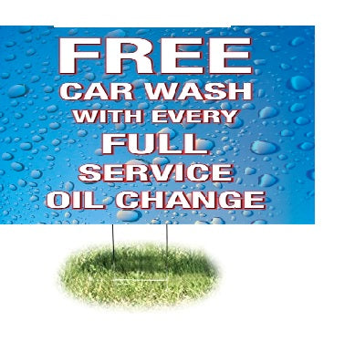 Free Car Wash Lawn Yard Signs-24"W x 18"H