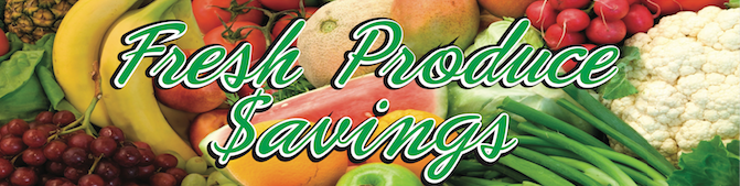 Fresh Produce Savings Hanging Sign Ceiling Dangler