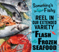 frozen seafood ceiling dangler hanging sign