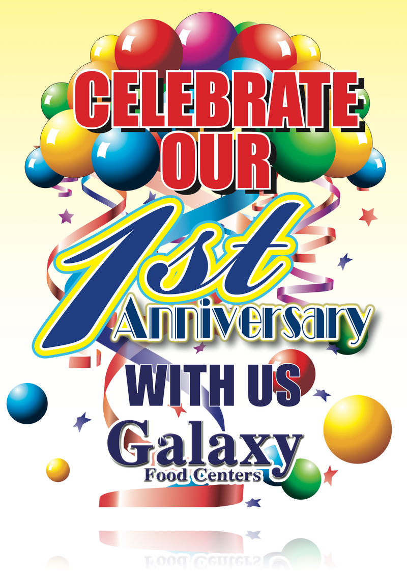 Galaxy Food Center Anniversary Window Sign Poster-36"W x 48"H