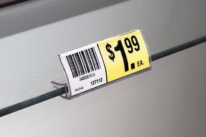 Price Tag Label Holder for Glass Shelving-2 7/8"- 25 pieces
