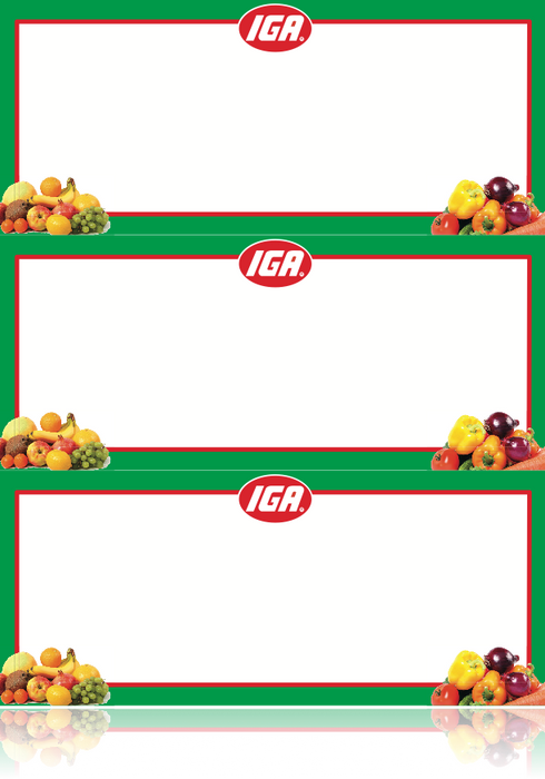 IGA Supermarket Laser Compatible Shelf Signs-Produce-3UP -300 signs