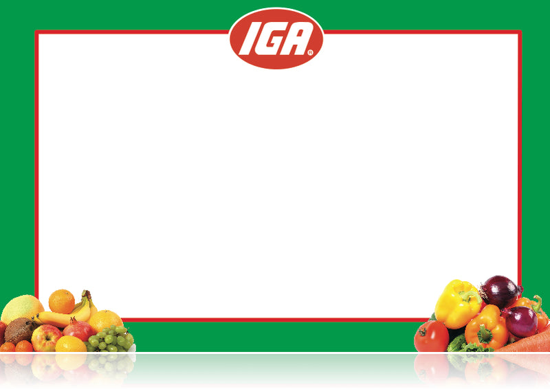 IGA Supermarket Shelf Signs- Produce Department Laser Shelf Signs-11"w x 7"H -100 signs