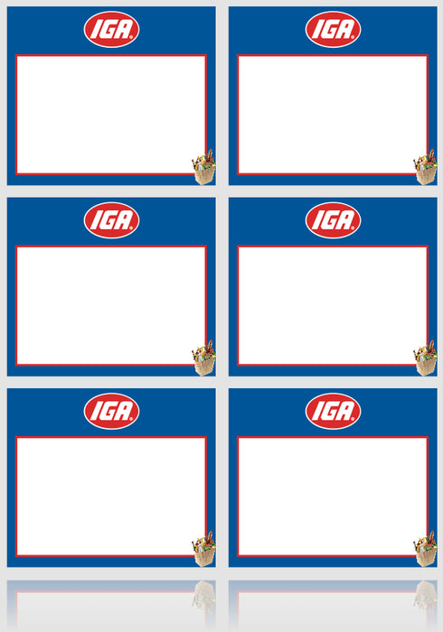 IGA Shelf Signs-Grocery Department-6UP Laser Compatible Shelf Signs- 600 signs