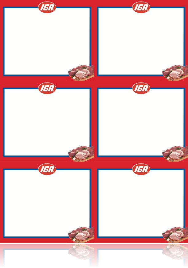IGA Meat Department Laser Compatible Shelf Signs Price Cards- 6 UP-600 signs