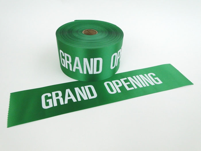 Grand Opening Ceremony Ribbon with White Letters-4"W -50 yards