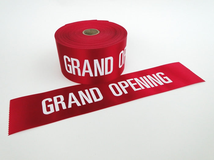 Grand Opening Ceremony Ribbon with White Letters-4"W -50 yards