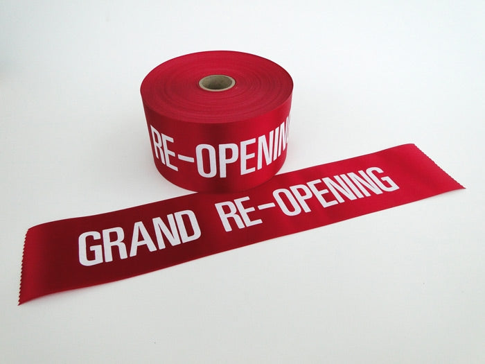 Re-Grand Opening Ribbon with Silver Letters-4W (50 yards)