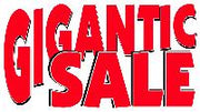 red and white gigantic sale vinyl banner for retail stores