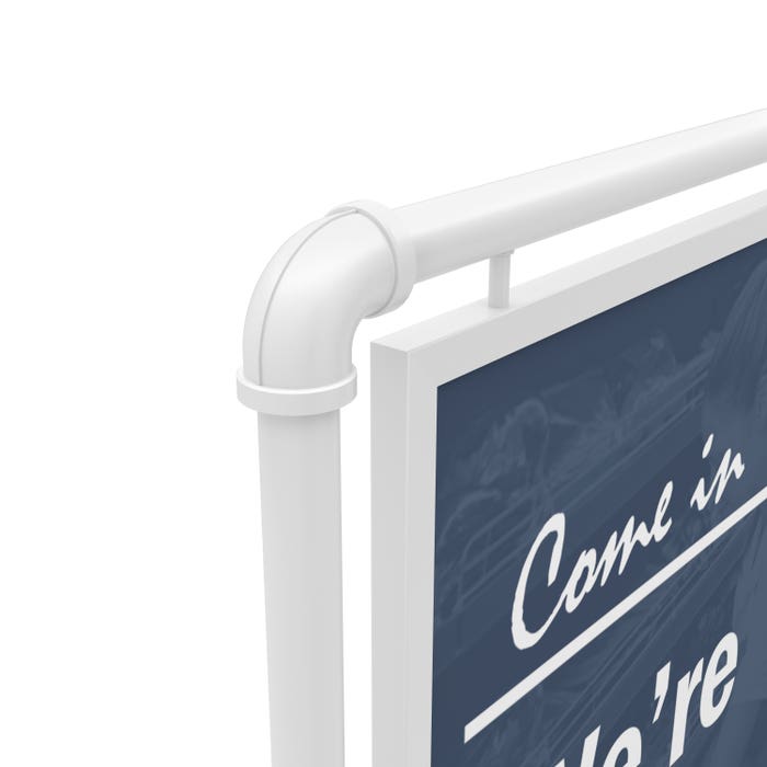 Gloss White Industrial Design Bulletin Sign Holders w/ Casters