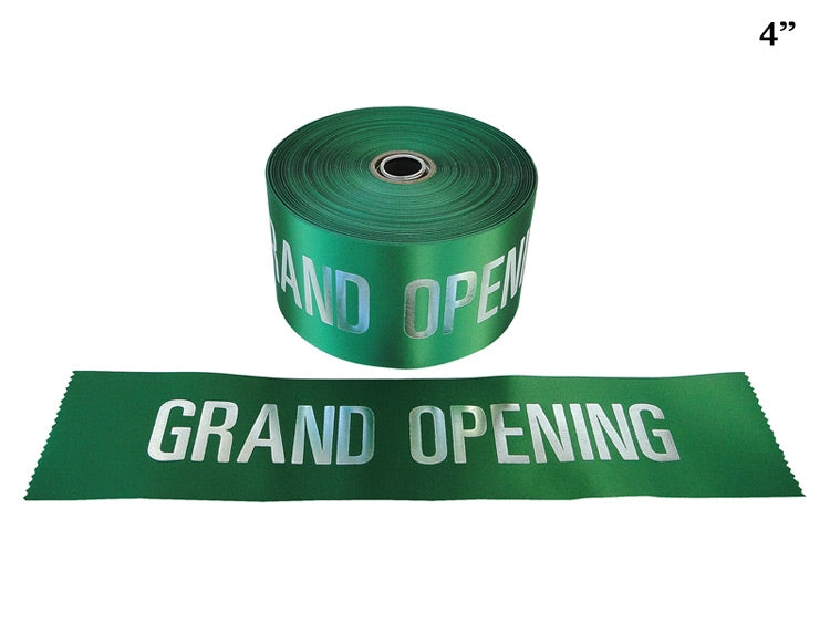 Grand Opening Ribbon with Silver Letters for Retail Stores or Supermarkets-4"W -50 yards