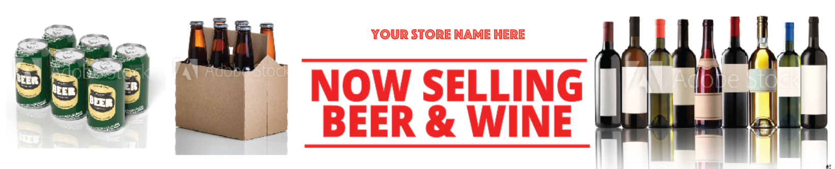Now Selling Beer & Wine Hanging Signs -28" W x 22" L