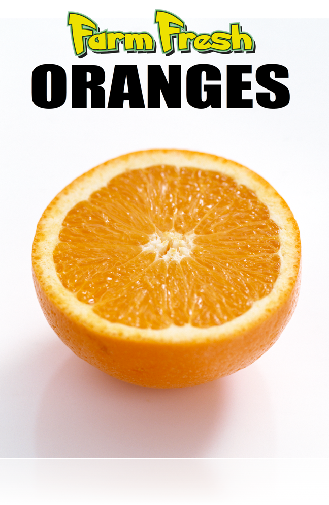 Farm Fresh Produce Oranges Hanging Sign Ceiling Dangler 22"W x 28"L