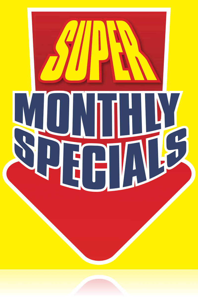 Super Monthly Special Ceiling Danglers- Hanging Sign 22" W x 28" L