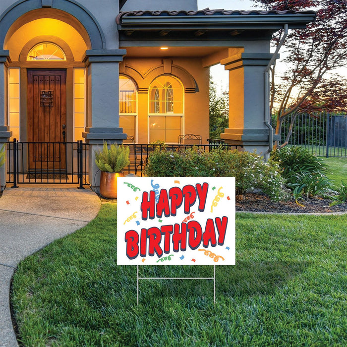 Happy Birthday Confetti Lawn Yard Signs-6 pieces