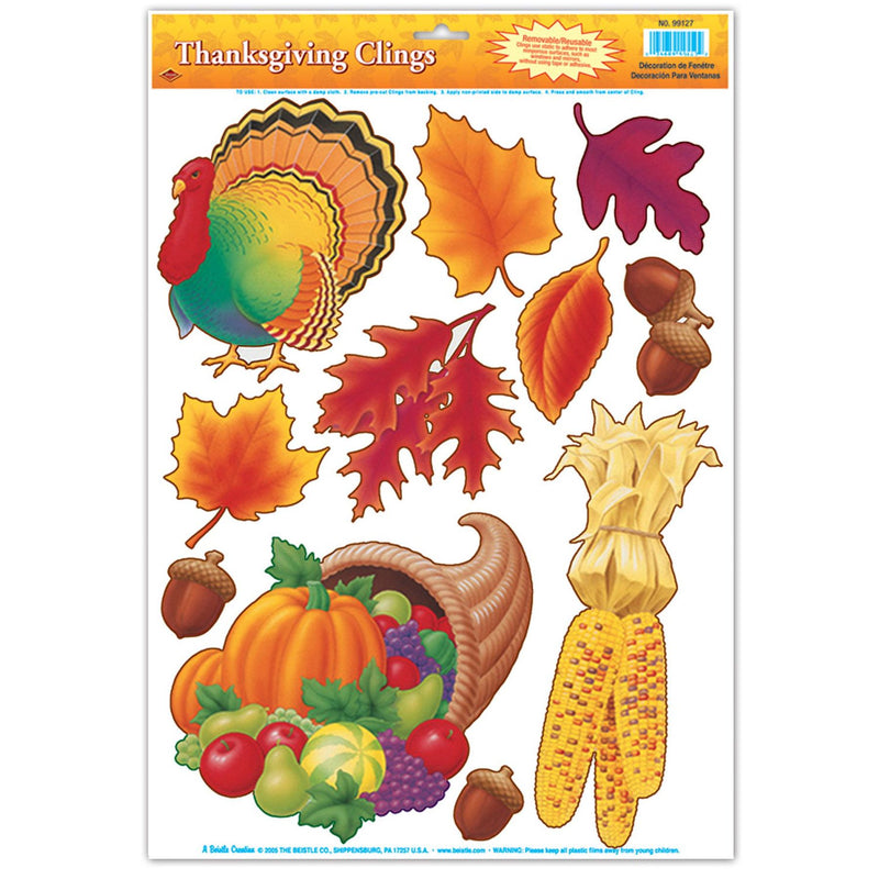 Thanksgiving Static Clings for Cooler Doors-12 sheets per pack