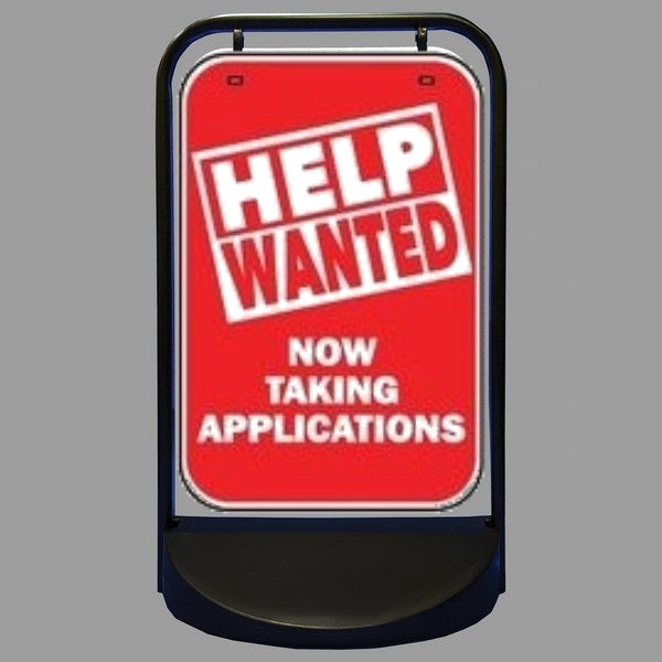 Help Wanted Sign & Sidewalk Swing Sign Holder Set