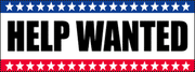 red, white & blue help wanted vinyl banner