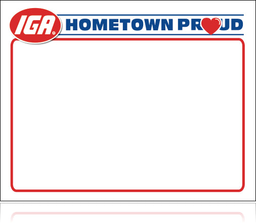 IGA Hometown Proud Laser Compatible Shelf Signs- 8.5" x 11"- 100 signs