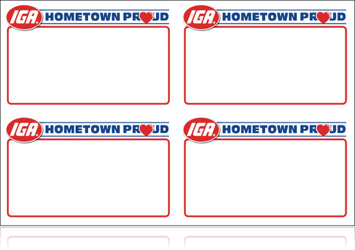 IGA Hometown Proud Shelf Signs- 4 up Price Card