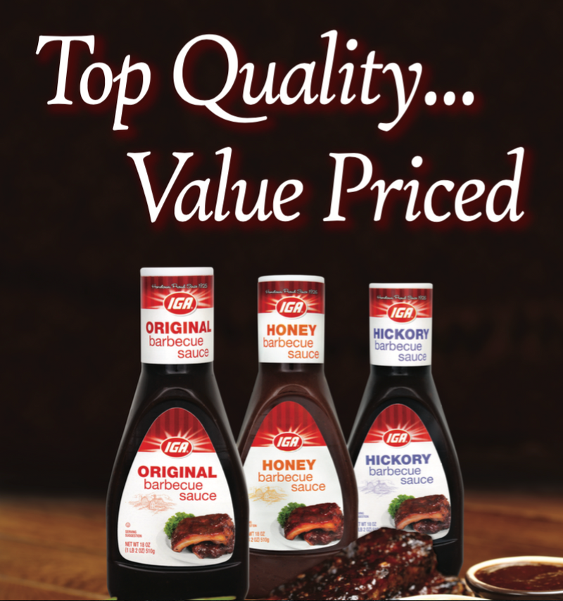 IGA Brand - BBQ Sauce Stanchion Sign 22" x 28"