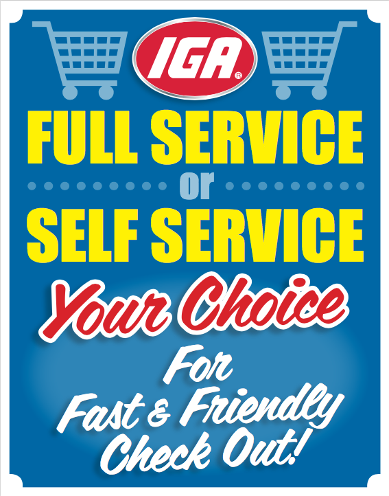 IGA Checkout Window Signs -48" H x 36" W