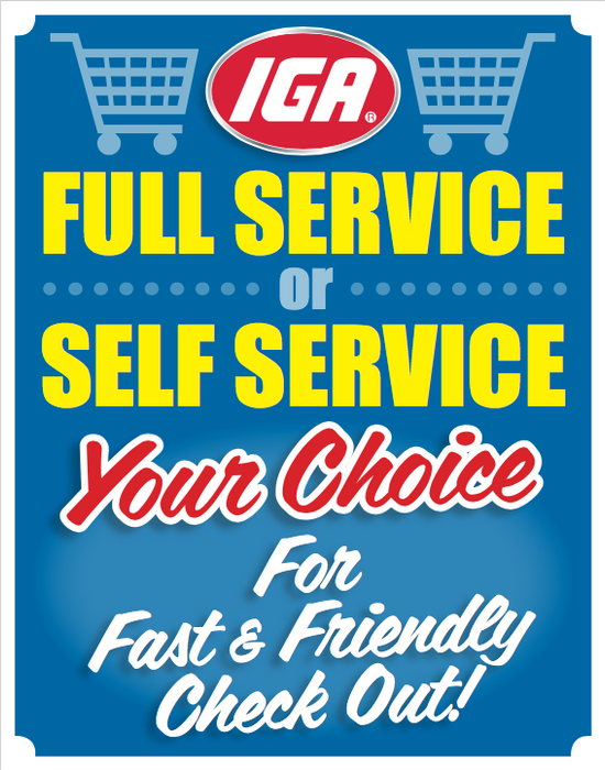 IGA Checkout Window Signs -48" H x 36" W
