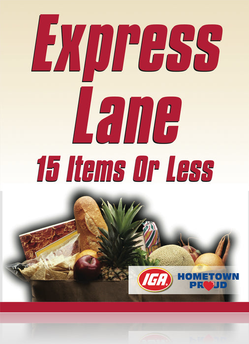 IGA Express Checkout Lane Stanchion-Floor Stand Sign