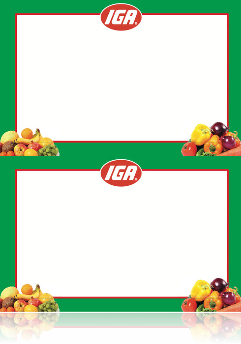 IGA Supermarket Shelf Signs- Produce Department Laser Compatible Price Cards 2UP-200 signs