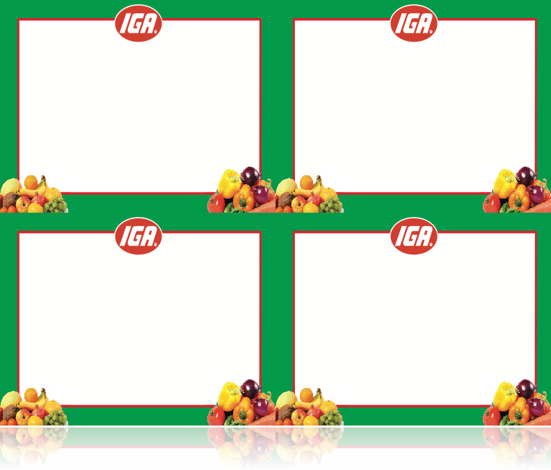 IGA Supermarket Signs-Produce Department Laser Compatible Shelf Signs- 4 up-400 signs