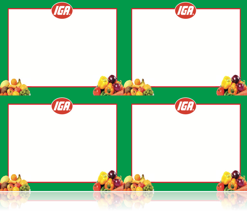 IGA Supermarket Signs-Produce Department Laser Compatible Shelf Signs- 4 up-400 signs