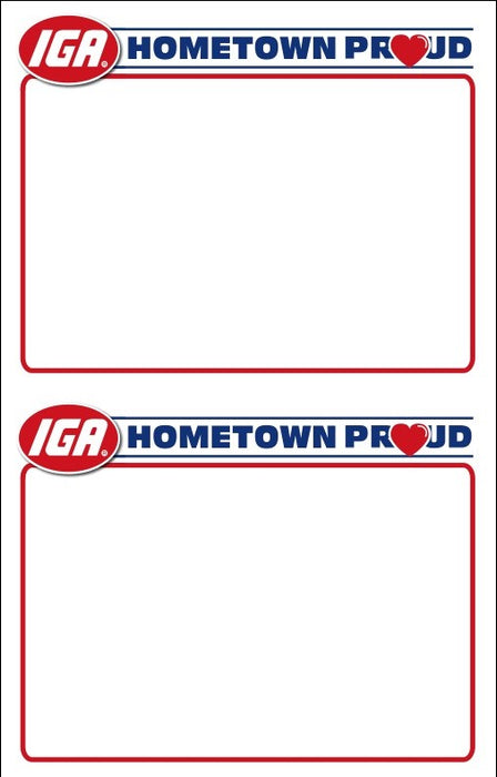 IGA Supermarket Hometown Proud Shelf Signs- 2UP Laser Compatible Price Signs-200 signs