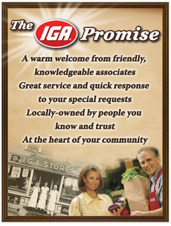IGA Promise Stanchion Sign- 22" x 28"