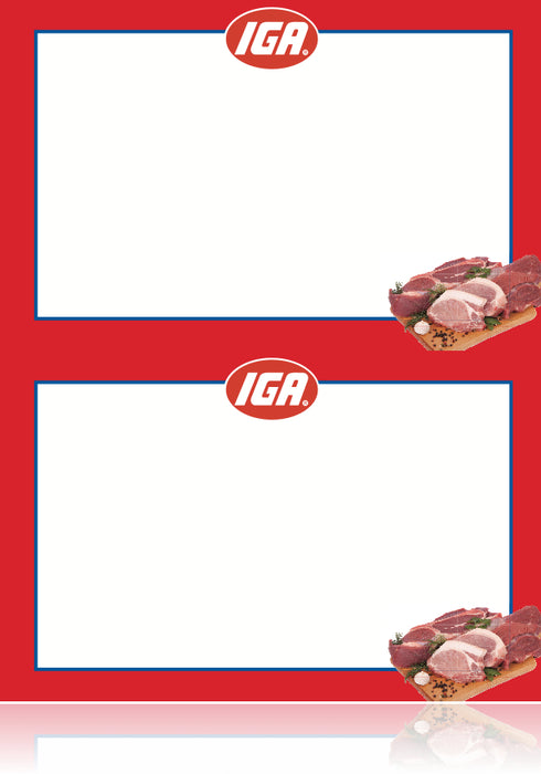IGA Meat Department Laser Compatible Shelf Signs Price Cards- 2UP-200 signs