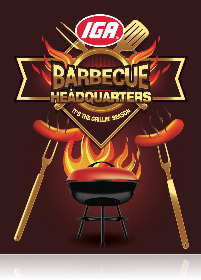 IGA BBQ Headquarters Stanchion Sign