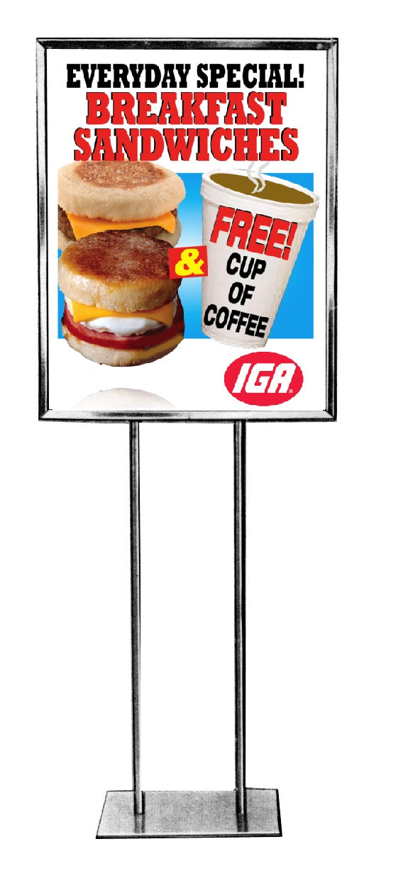 IGA Breakfast Sandwiches Floor Stand Stanchion Sign