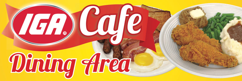 IGA Cafe Ceiling Dangler-Hanging Sign 32"W x 24"H