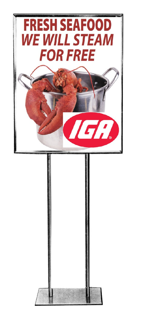 IGA Free Seafood Steaming Floor Stand Stanchion Sign 