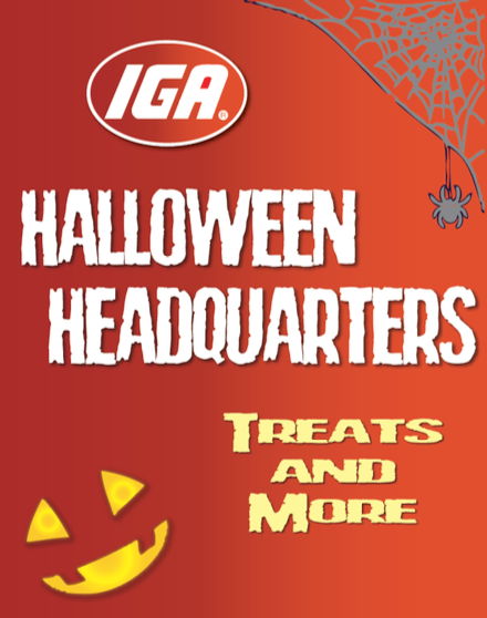 IGA Halloween Headquarters Standard Posters-Floor Stand Signs- 22" W x 28" H