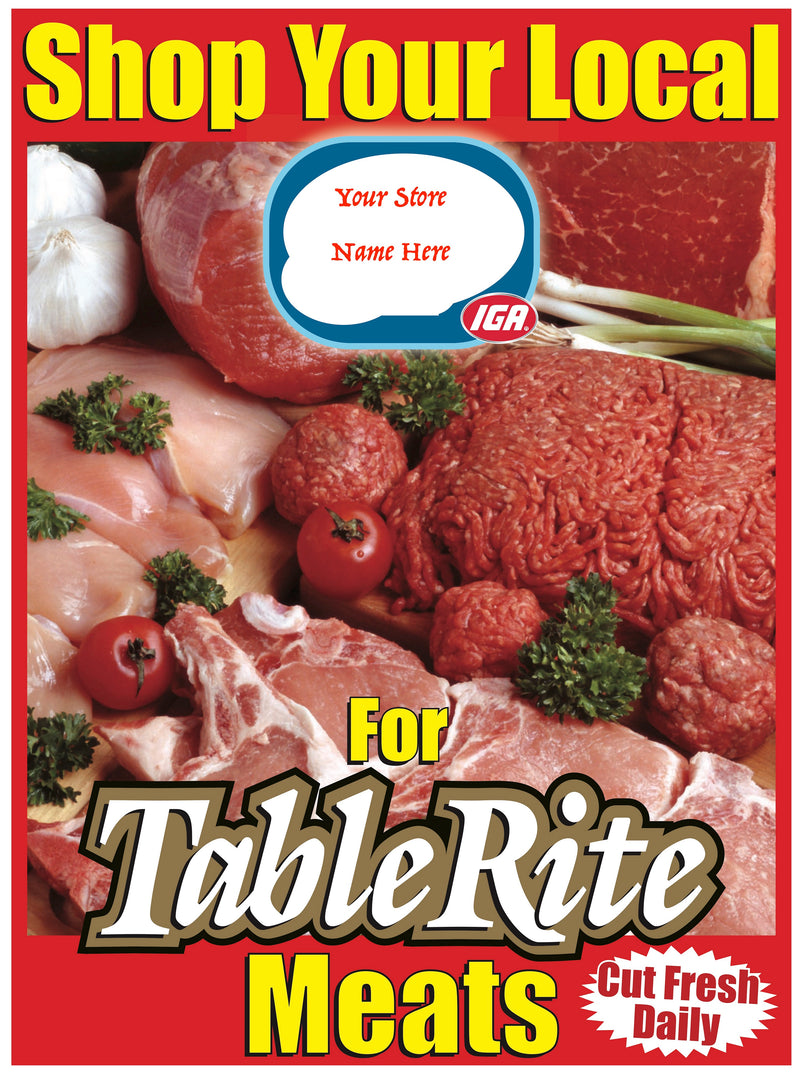IGA Table Rite Meats Stanchion Sign-Semi Custom