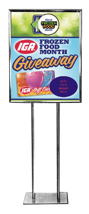 IGA Markets-Frozen Food Month Floor Stand Stanchion Sign