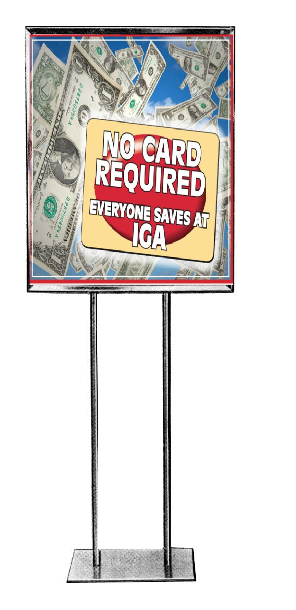 IGA No Card Required Stanchion Sign