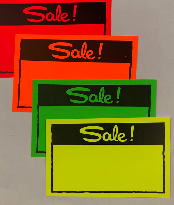 Sale Shelf Signs Fluorescent Rainbow Retail Price Cards-100 signs