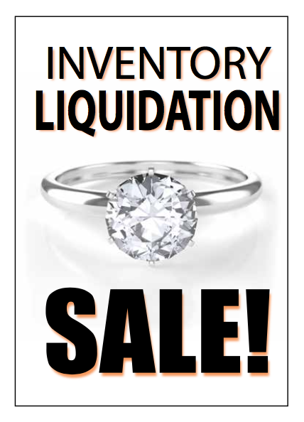 Inventory Liquidation Sale Easel Sign for Jewelry Stores
