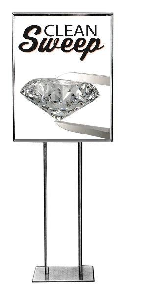 Jewelry Store Clean Sweep Floor Stand Stanchion Signs-22"x28"